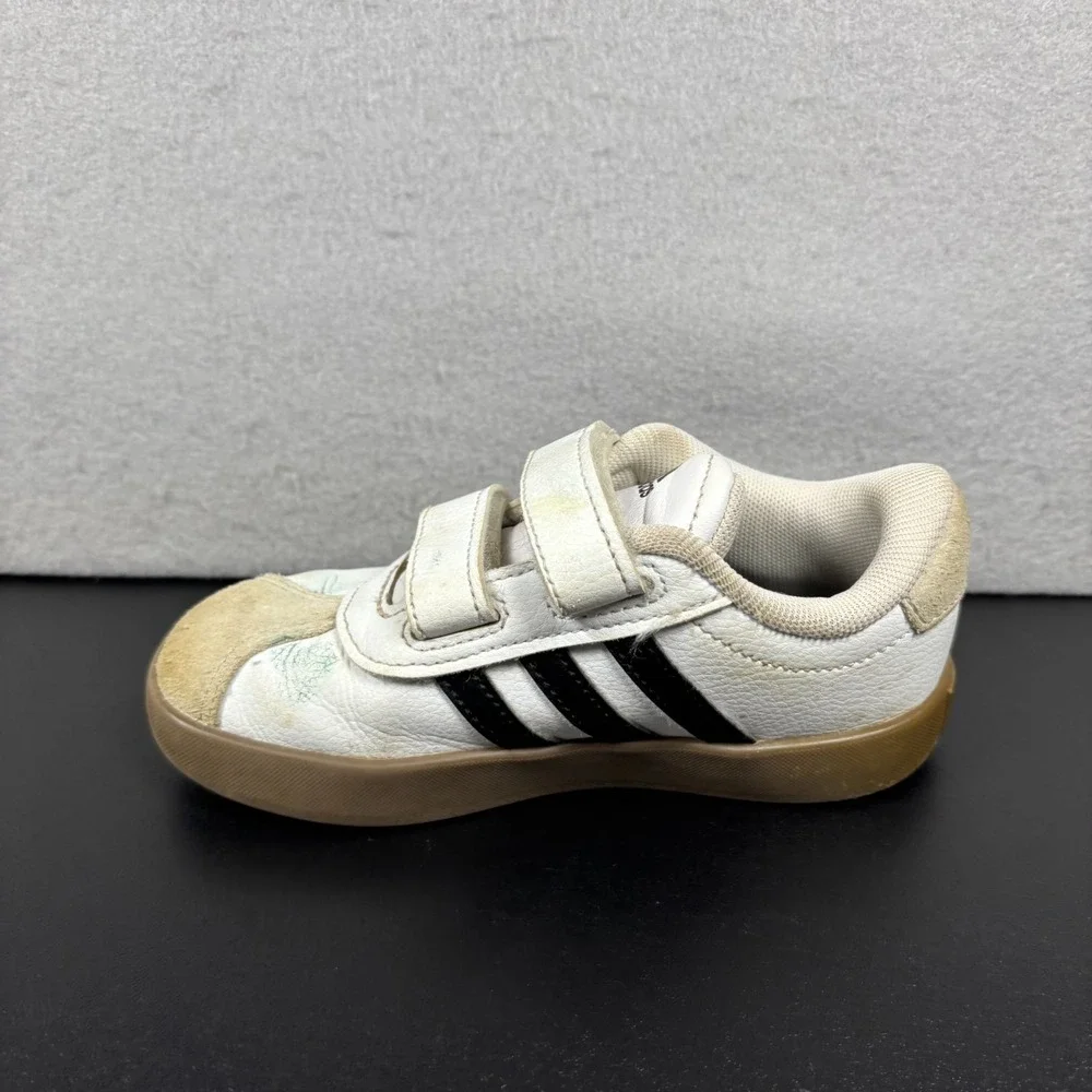 Adidas‎ VL Court 3.0 Hook & Loop No Tie Sneakers Shoes Toddler Size 10K White